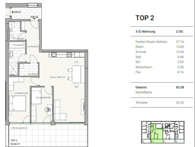 Exklusive 3-Zi-Whg mit südseitiger Terrasse    "ERSTBEZUG"