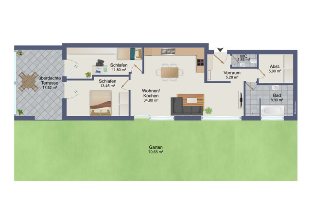 Wohnkomfort trifft Lebensqualität – Traumhafte 3-Zimmer-Wohnung mit Eigengarten 