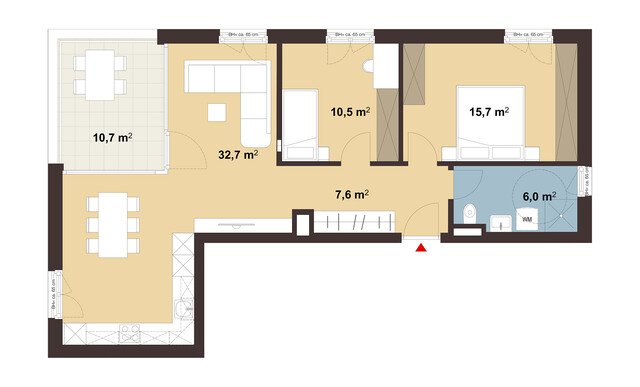 3-Zimmer-Terrassenwohnung mit toller Raumeinsteilung | A06