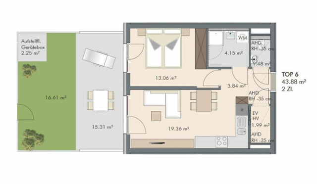 Wunderschöne 2 Zimmer Wohnung mit Garten