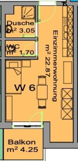 Bregenz: Langen bei Bregenz: charmante 1-Zimmer-Wohnung ca. 28 m2, Balkon ca. 4,60 m2 - TOP 6