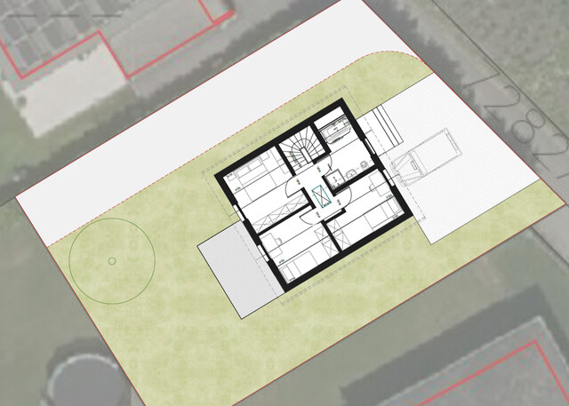 Sonniges Grundstück mit Bebauungskonzept für ein Einfamilienhaus