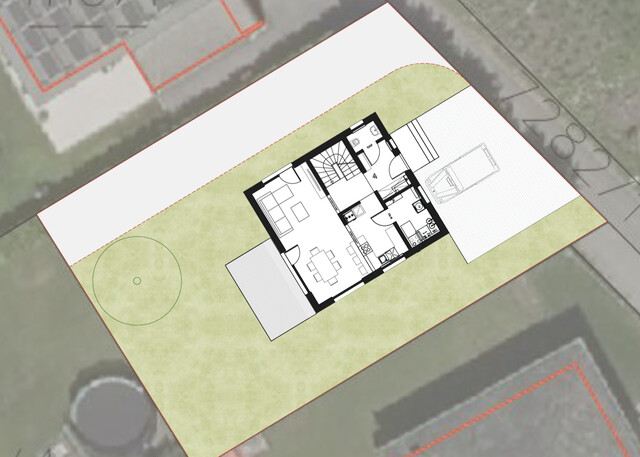 Sonniges Grundstück mit Bebauungskonzept für ein Einfamilienhaus
