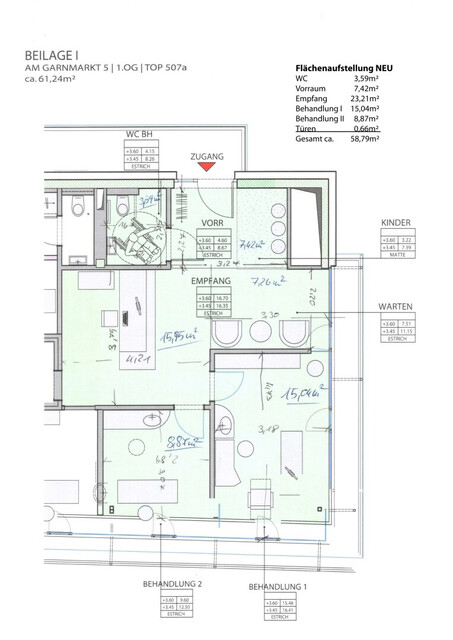 Mordene Praxis oder Büro am Garnmarkt mit ca. 60 m²