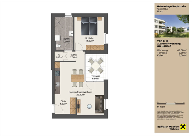 Erstbezug! Sehr schöne  2- Zimmer-Terrassenwohnung in Altach