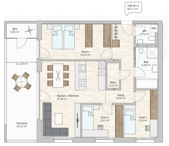 4-Zi-Terrassenwohnung TOP 11 in Rankweil-Brederis, Korngasse 5