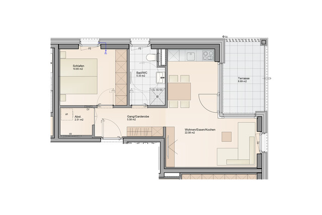 Baustart fixiert! Moderne 2-Zimmer Terrassenwohnung