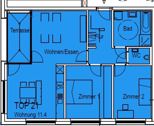 Garnmarkt: Moderne 3-Zimmer-Wohnung, hochwertige Teilmöblierung