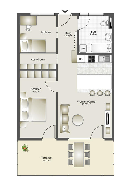 Lustenau: 3 Zimmer mit großer Terrasse