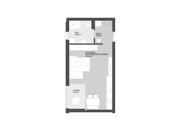 Kompakt, zentral & ruhig – moderne 1-Zimmer-Wohnung