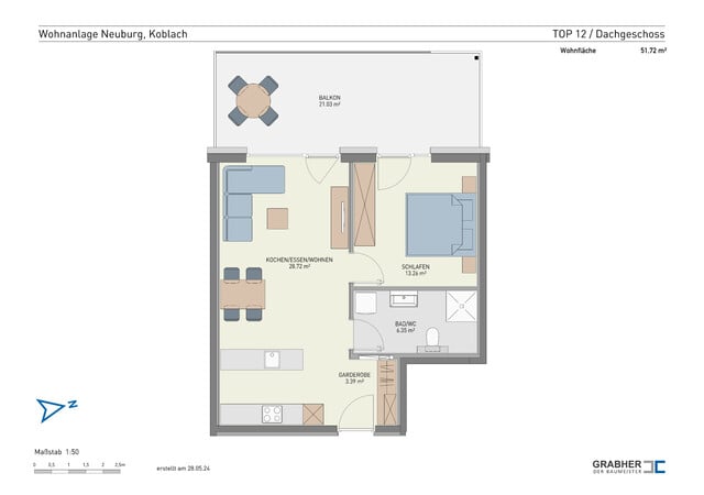 2-Zimmer-Dachgeschosswohnung mit Balkon