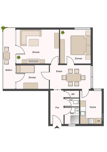 Modernisierte 3 1/2 Zimmerwohnung mit sonnigem Balkon