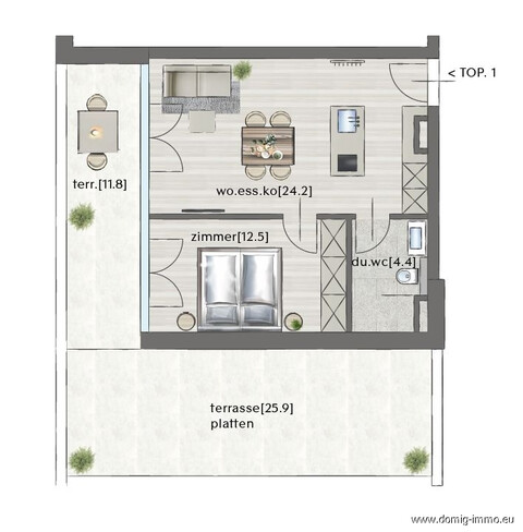 NEUBAU: Provisionsfrei zu Ihrer 2 Zimmer Traumwohnung in Götzis | Haus 1 - TOP 1