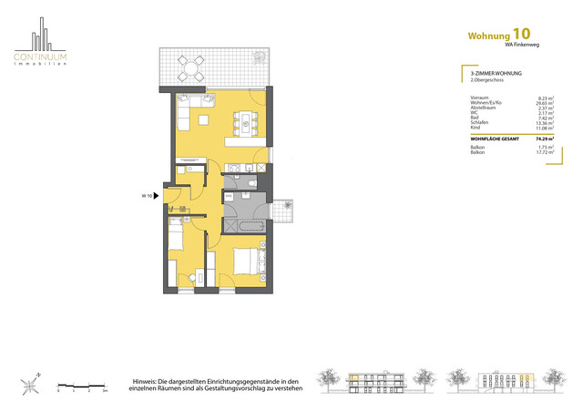 3- Zimmer Dachgeschoss Wohnung in einer Sackgasse