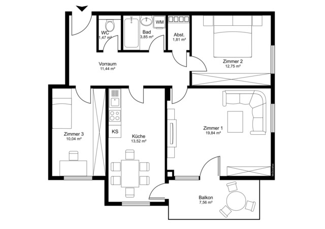 Tolle 3 Zimmer Mietwohnung in Seenähe