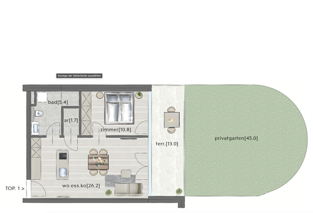2 Zimmer-Gartenwohnung  | Götzis | Terrasse