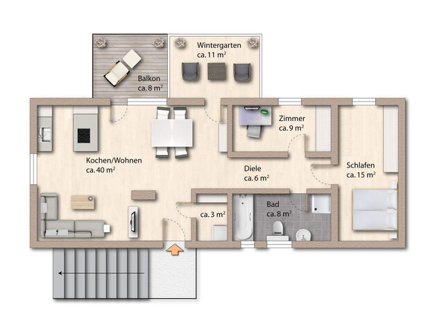 Sonnige 3-Zimmer-Dachgeschosswohnung mit Balkon, Wintergarten & Carport in Götzis