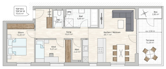 3-Zi-Terrassenwohnung TOP 6 in Feldkirch-Altenstadt, Rebbündten