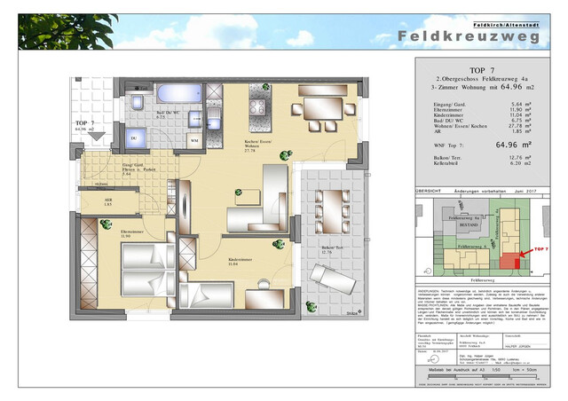 SÜD-WEST -3-Zimmer-Wohnung im 2.Obergeschoss  inkl. 1 x TG-Platz- ca.9 Jahre alt - Feldkirch/Altenstadt, ausreichend Bewohner-und Besucherstellplätze im Freien