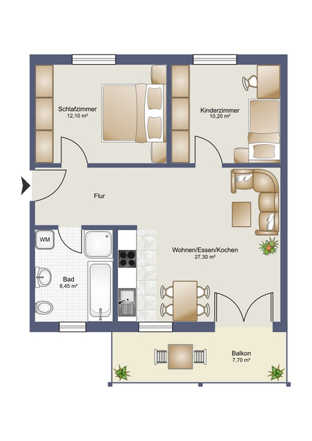 Gemütliche 3-Zimmerwohnung mit Balkon in Lustenau