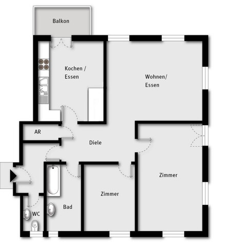 große 3 Zimmer Wohnung