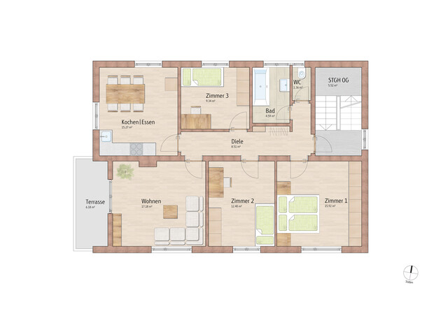 4,5-Zimmer-Wohnung in einem Mehrfamilienhaus - 1. Obergeschoss