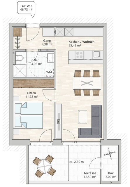 2-Zi-Terrassenwohnung TOP 8 in Rankweil-Brederis, Korngasse 5