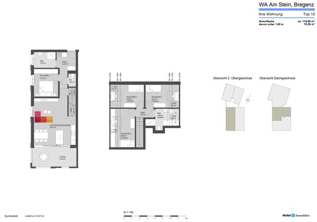 5-Zimmer-Maisonettewohnung im Dachgeschoss mit 2 Bädern und Blick ins Grüne