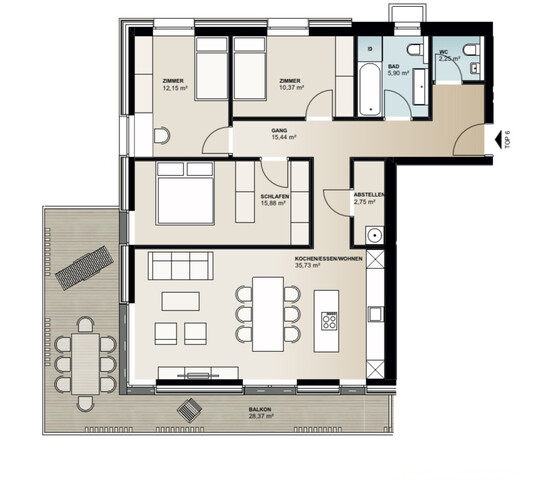 Helle 4-Zimmer-Wohnung mit Balkon