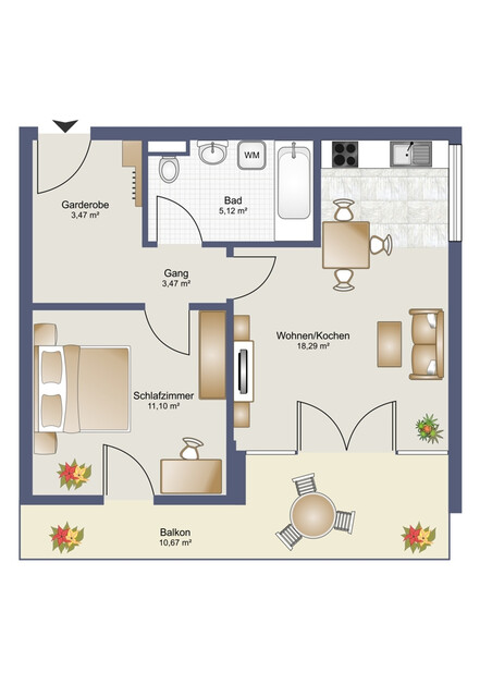 Helle 2-Zimmer-Wohnung - Ruhige Wohnlage in Hard