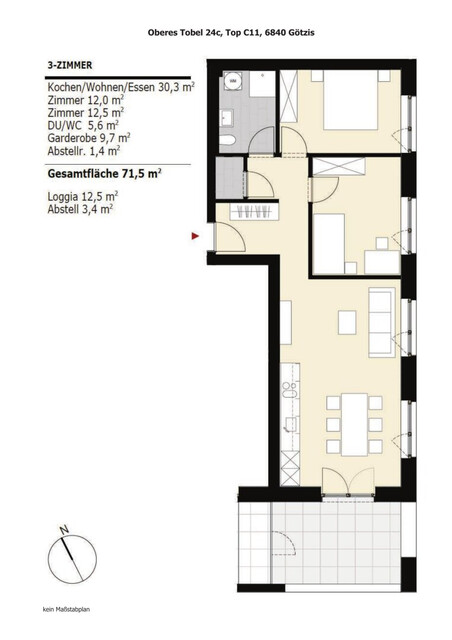 Neubau-Wohntraum: Moderne 3-Zimmerwohnung in Top-Lage in Götzis zu vermieten!
