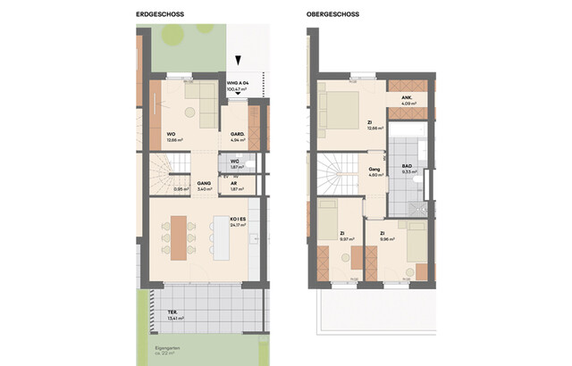 Einmalige Gelegenheit: Neubau-Reihenhaus mit 4-Zimmern und Garten (Top A4)