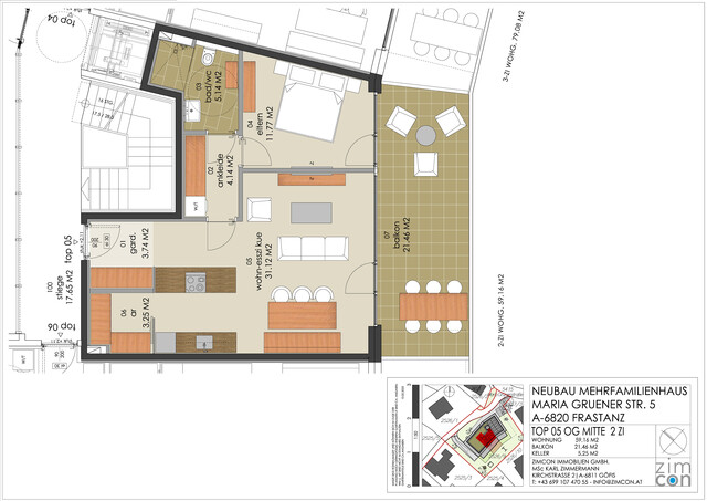 2-Zi Terrassenwohnung Top 5 mit Wohnbauförderung in Frastanz