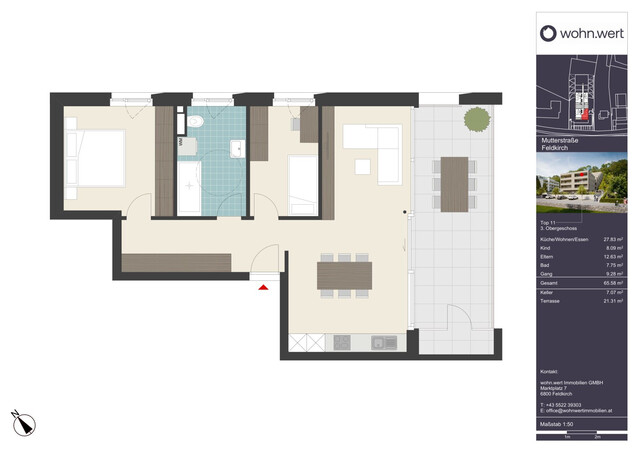 Wohnanlage "Hillside" - Traumhafte 3-Zimmerwohnung mit großzügiger Terrasse - Top 11
