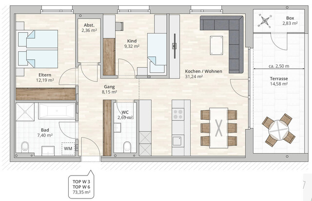 3-Zi-Terrassenwohnung TOP 6 in Röthis, Treietstraße 67