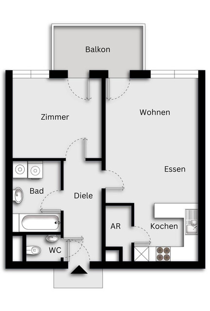 Moderne 2-Zimmerwohnung mit Balkon in ruhiger Lage