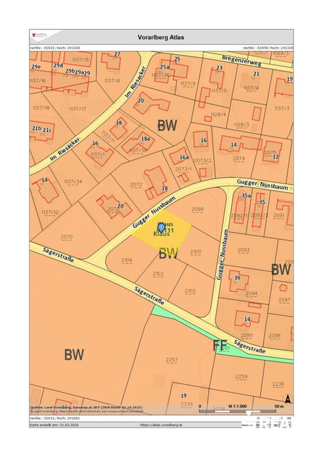 Attraktives Baugrundstück in Klaus (Feldkirch) – 813 m² in hervorragender Lage