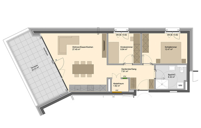Attraktive 3-Zimmer Wohnung mit schöner Sonnenterrasse (Top 03)
