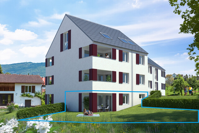 2-Zi-Wohnung mit riesigem Garten und Tageslichtbad