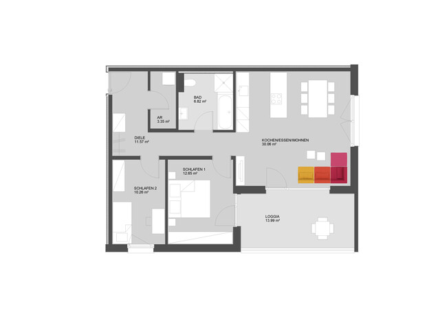 3-Zi-Dachgeschosswohnung mit Loggia