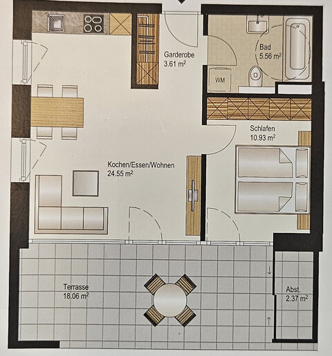 Neuwertige, sonnige 2 Zimmer Gartenwohnung in bester Lage in Wolfurt zu verkaufen