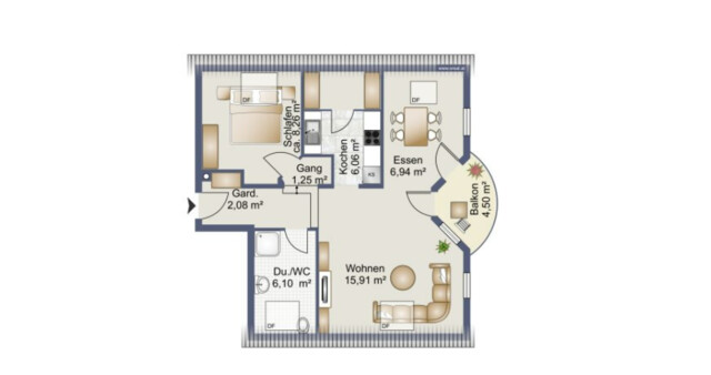 Sonnige 2 Zimmer Dachgeschosswohnung in Tisis