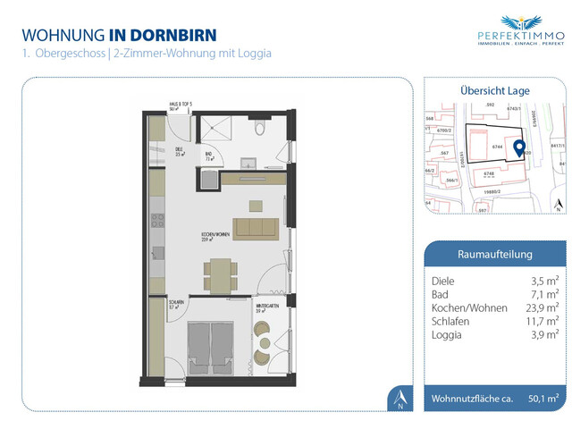 Zentrale 2-Zimmer-Wohnung in sehr gutem Zustand