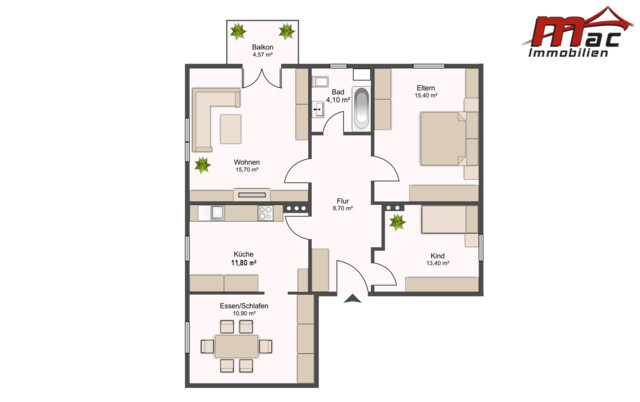 Attraktive 3-Zimmer-Wohnung in sonniger Lage