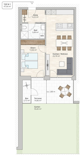 2-Zi-Gartenwohnung TOP 1 in Rankweil, Vorderlandstraße 2