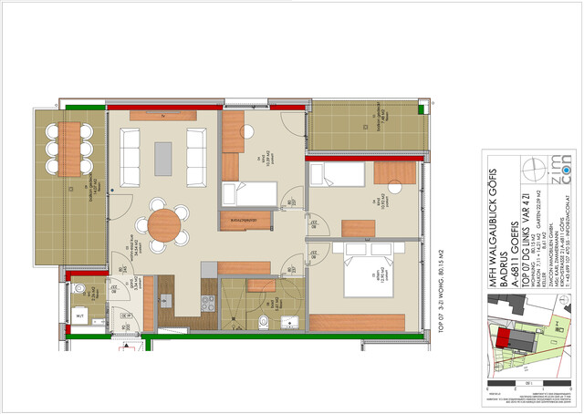 Exklusive 4-Zimmer-Dachwohnung (optional als 3-Zimmer-Wohnung) in Göfis - Top 4 
