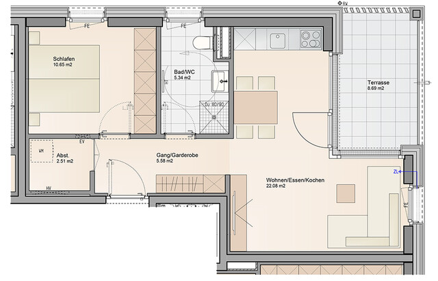 Moderne 2-Zimmer Terrassenwohnung (Top C06)