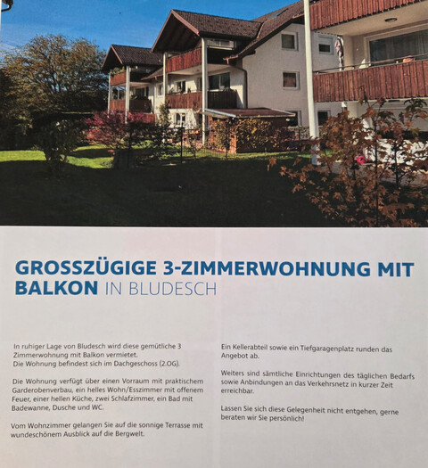 Lichtdurchflutete 3,5 Zimmer-Wohnung in Bludesch