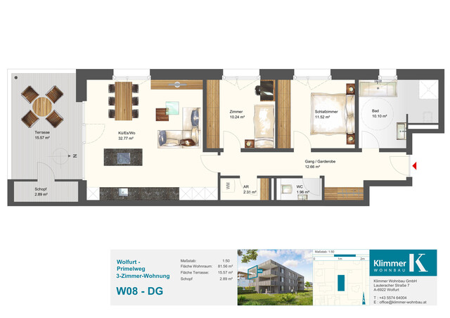 Entspannt wohnen, modern leben. 3-Zimmer-Dachgeschoss-Wohnung W08