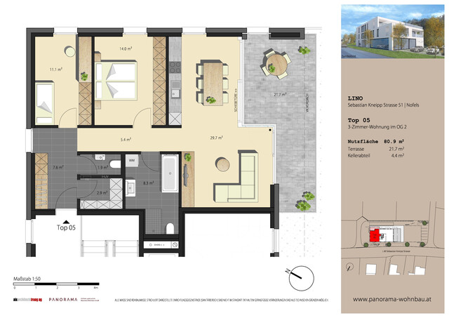 Hochwertige, sonnige und grenznahe 3-Zimmerwohnung in Feldkirch-Nofels (Top W5)